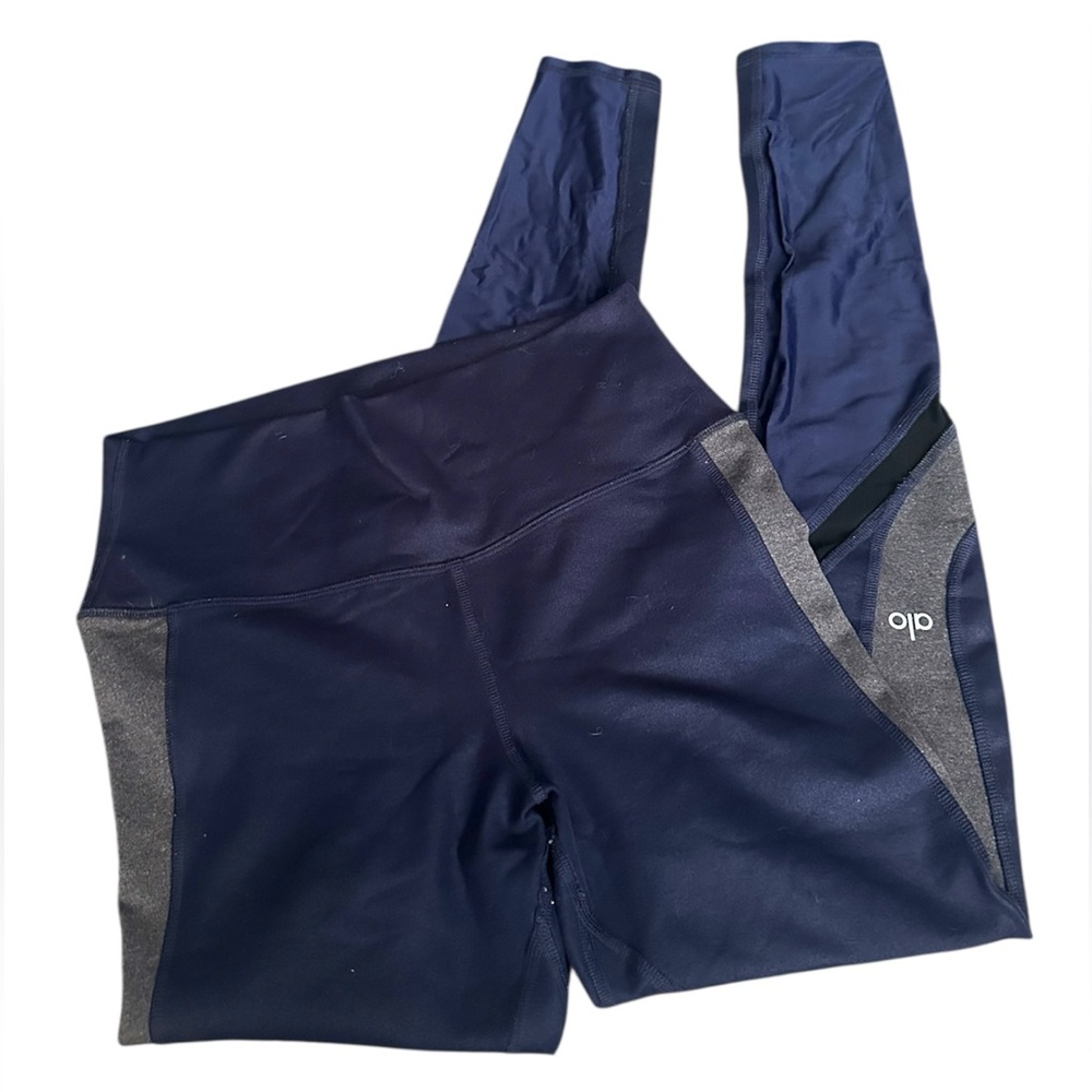 ALO Yoga Blue black and Gray Leggings Moisture-Wicking Comfort - Picture 3 of 8